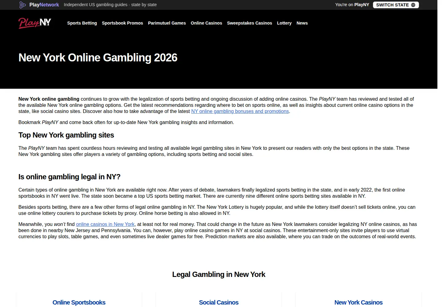 Captured homepage of playny.com in the current scan