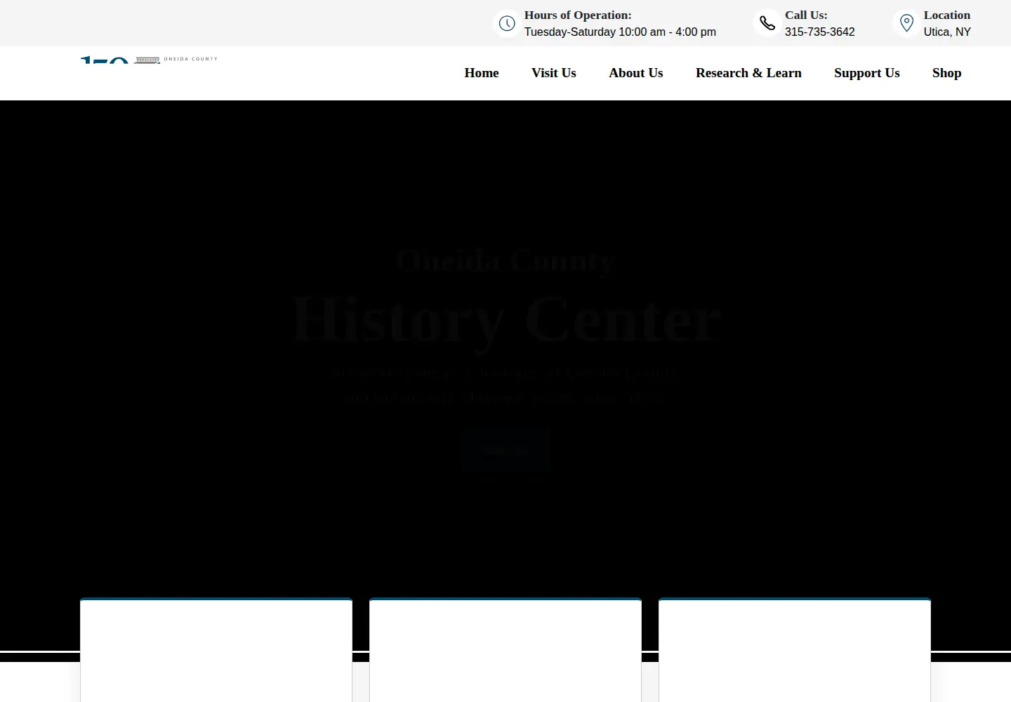Captured homepage of oneidacountyhistory.org in the current scan