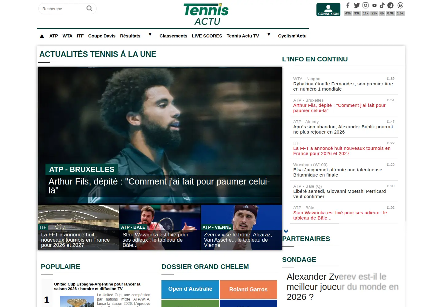 Screenshot of tennisactu.net