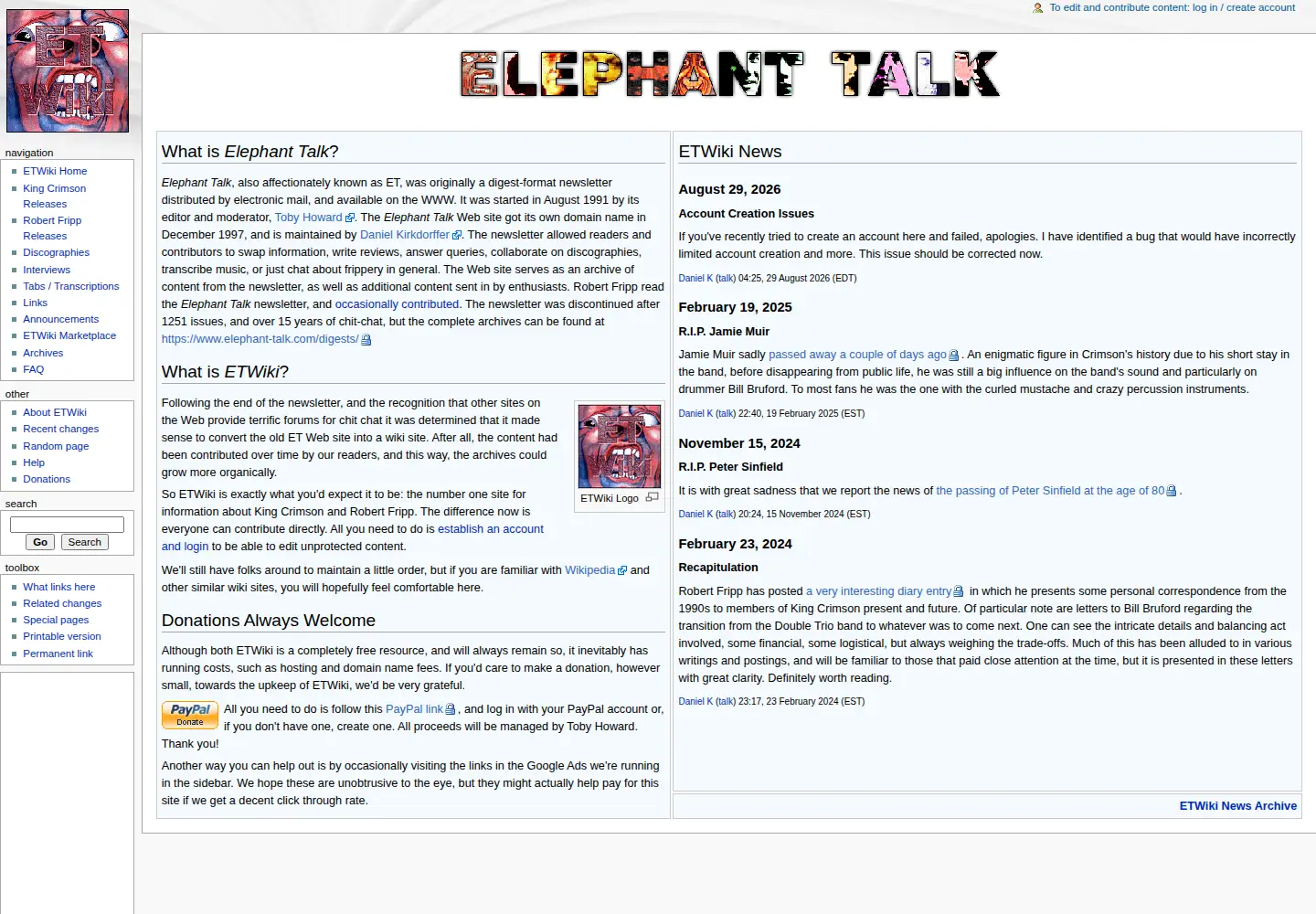 Captured homepage of elephant-talk.com in the current scan