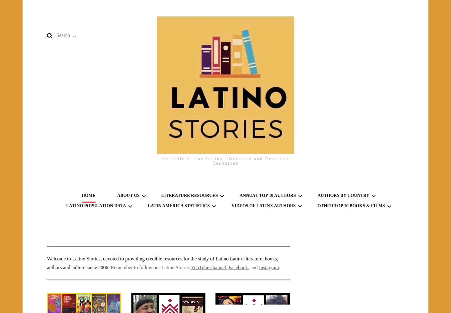 Captured homepage of latinostories.com in the current scan