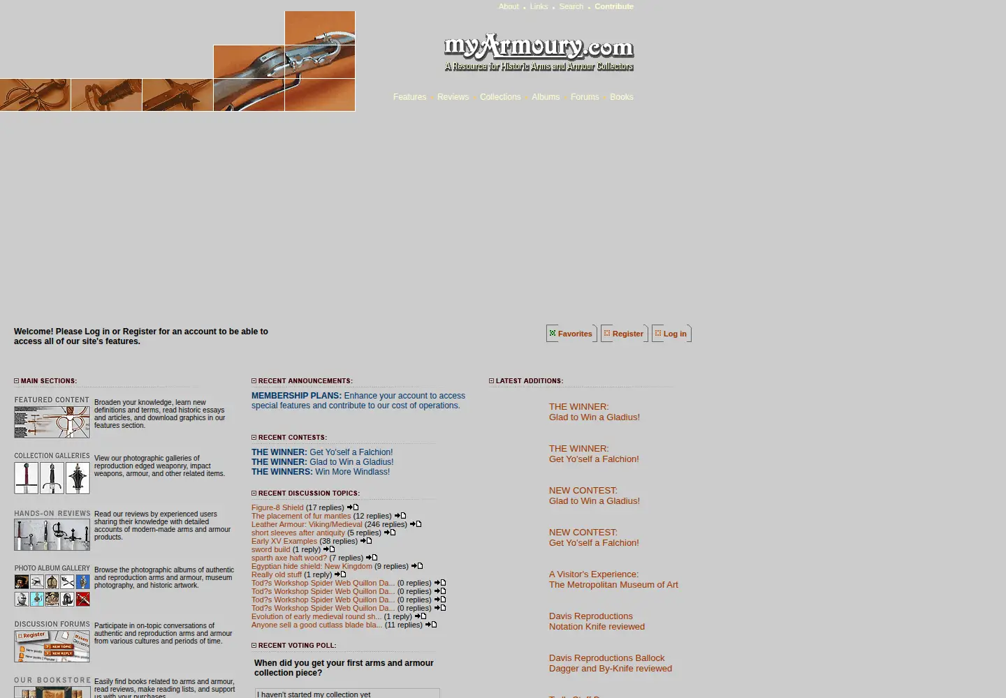 Captured homepage of myarmoury.com in the current scan