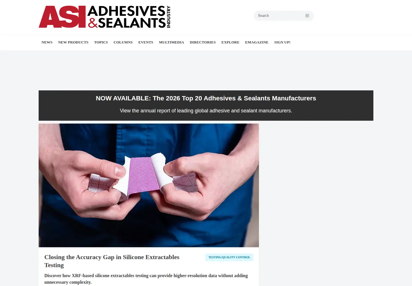 Screenshot of adhesivesmag.com