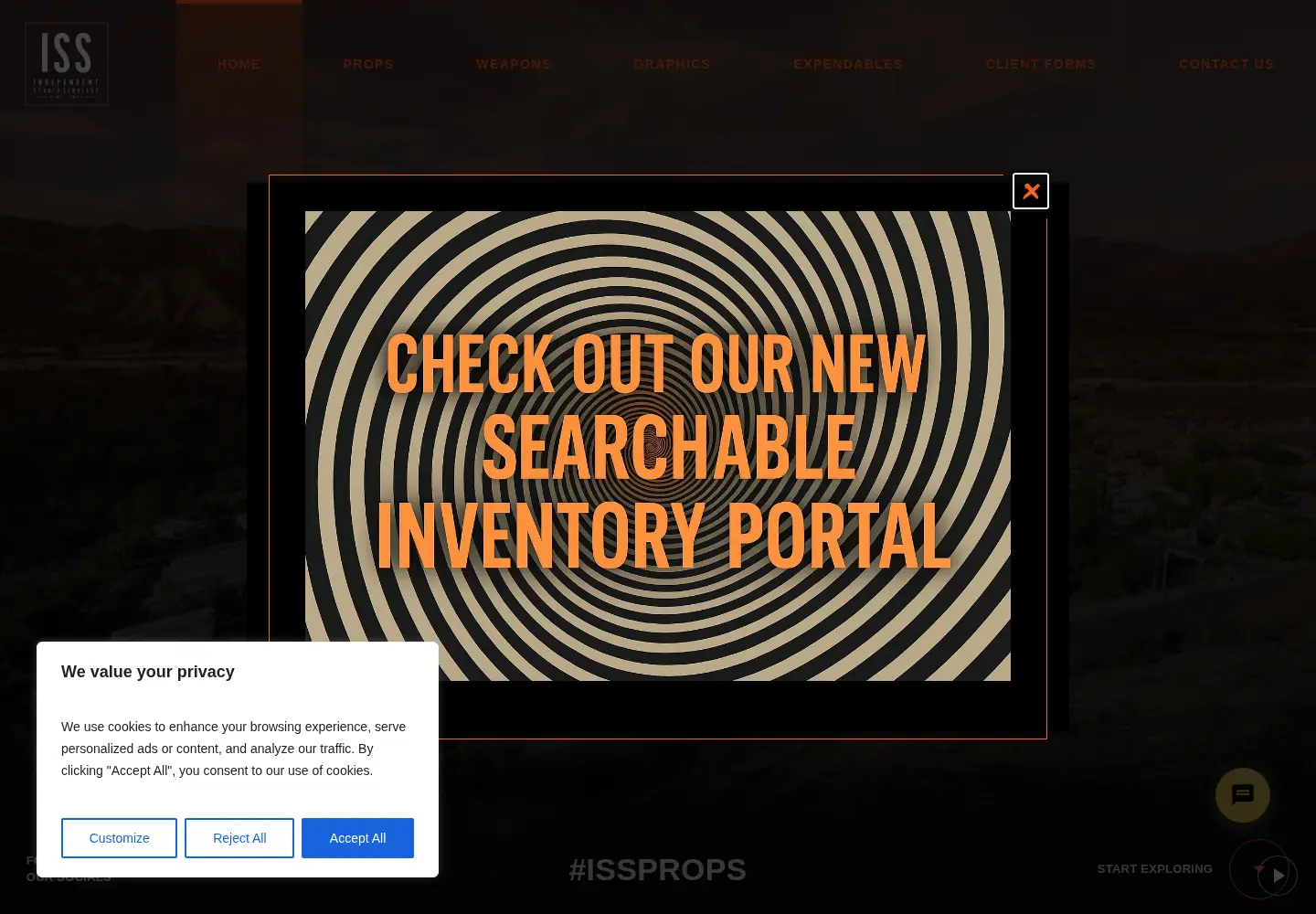 Captured homepage of issprops.com in the current scan