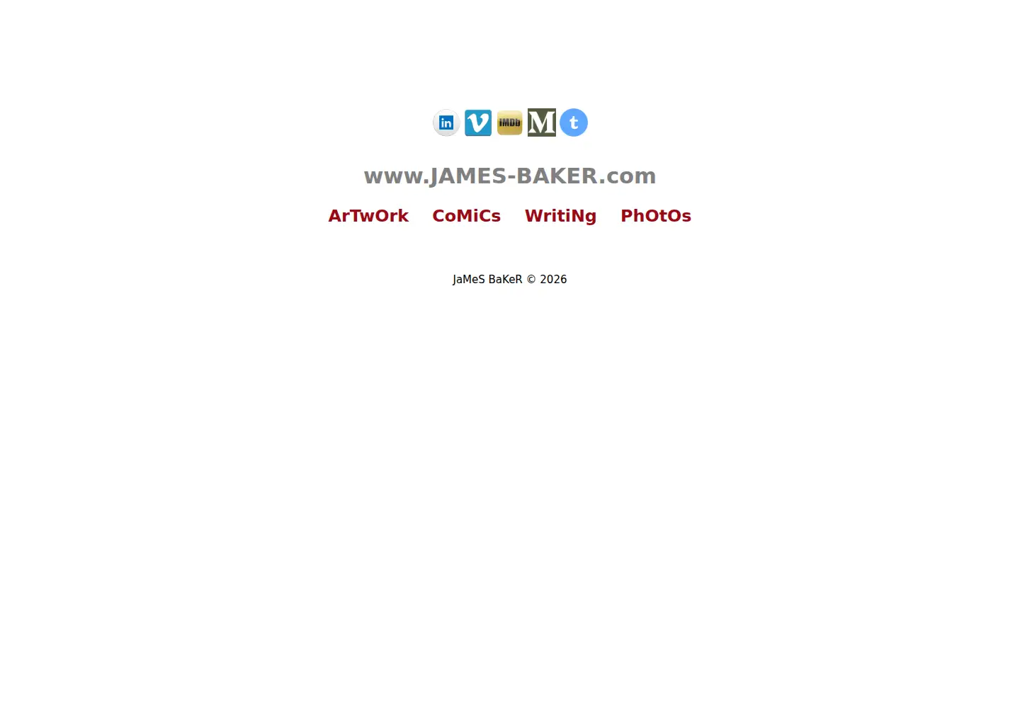 Captured homepage of james-baker.com in the current scan