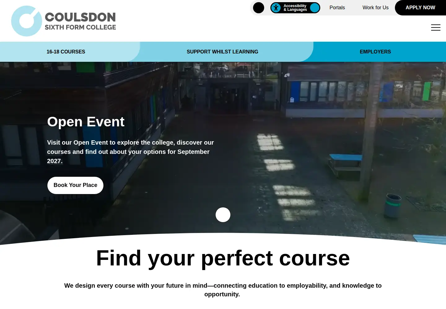 Captured homepage of coulsdon.ac.uk in the current scan