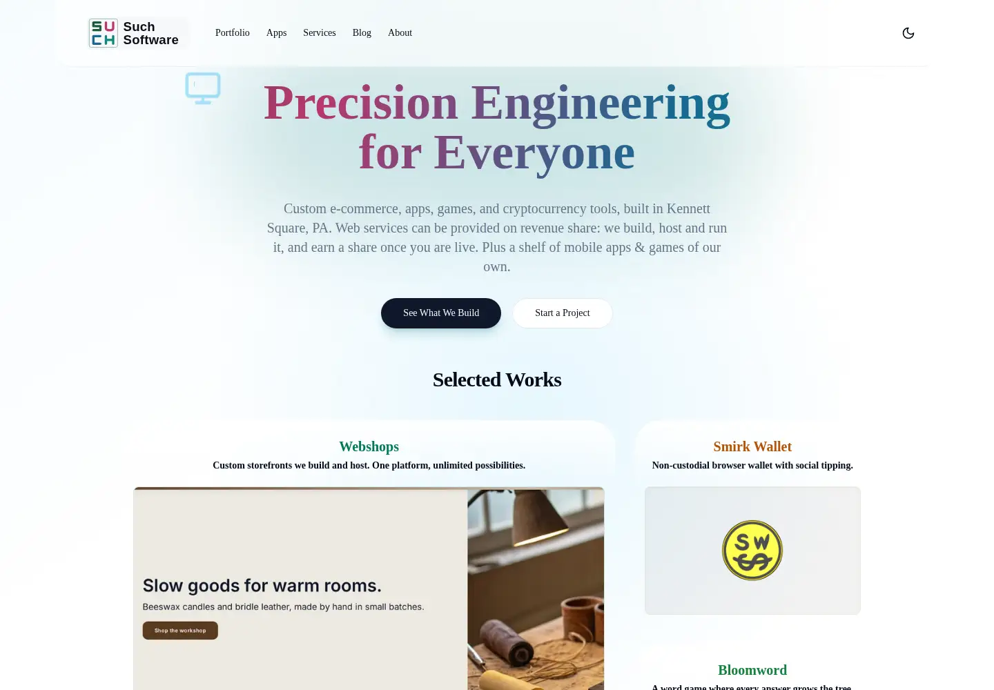 Captured homepage of such.software in the current scan