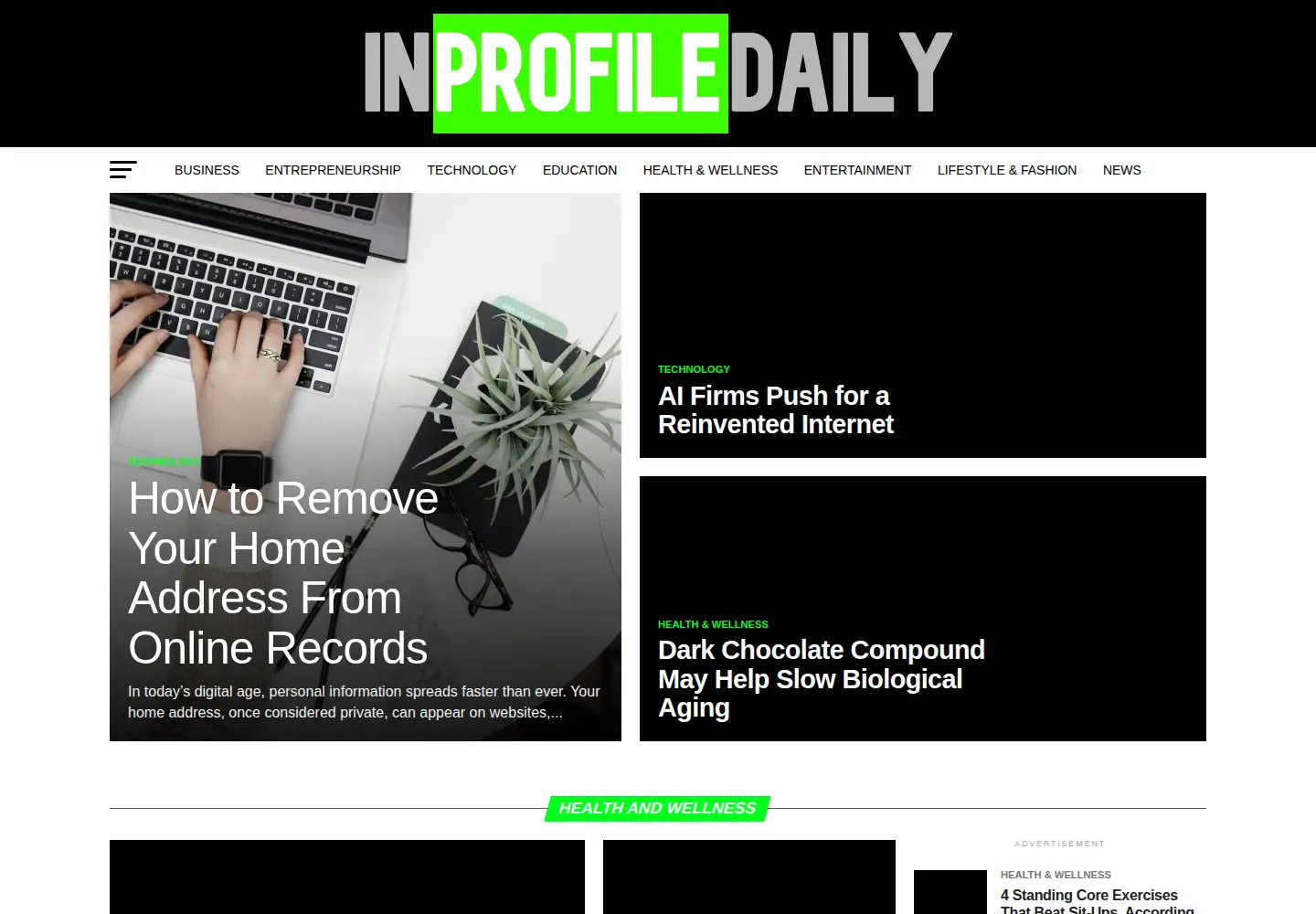 Screenshot of inprofiledaily.com