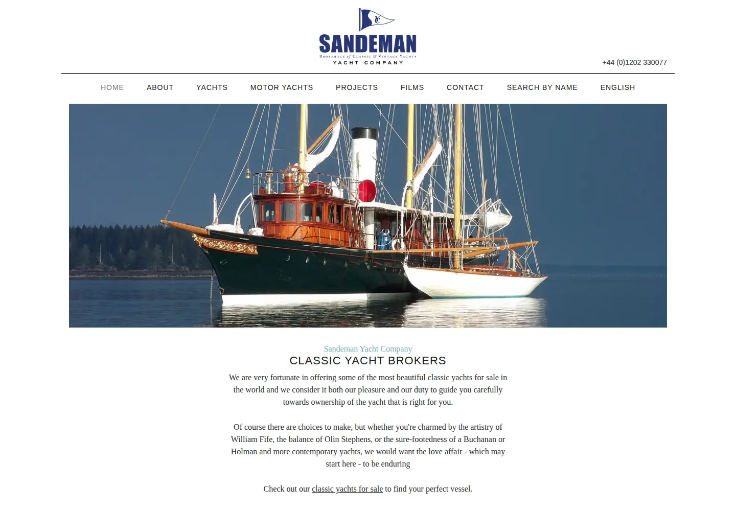 Screenshot of sandemanyachtcompany.co.uk