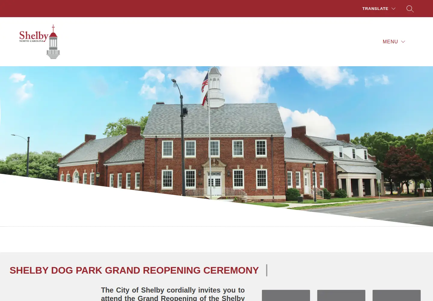 Screenshot of cityofshelby.com