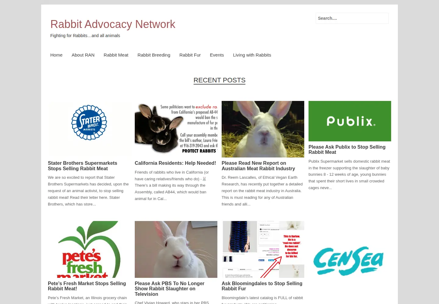 Screenshot of rabbitadvocacynetwork.org