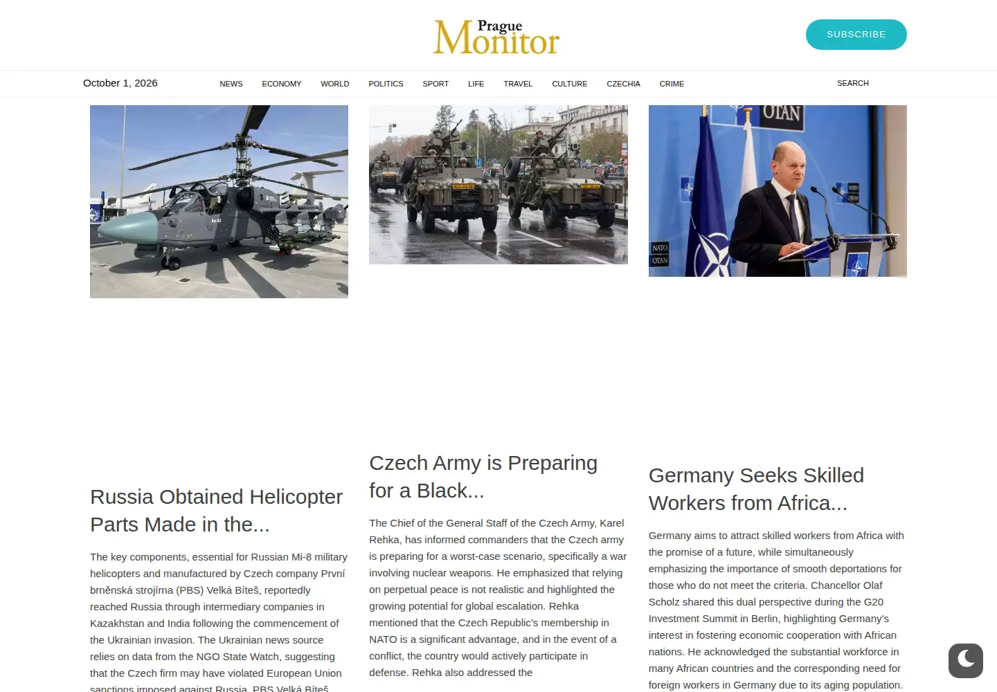 Screenshot of praguemonitor.com