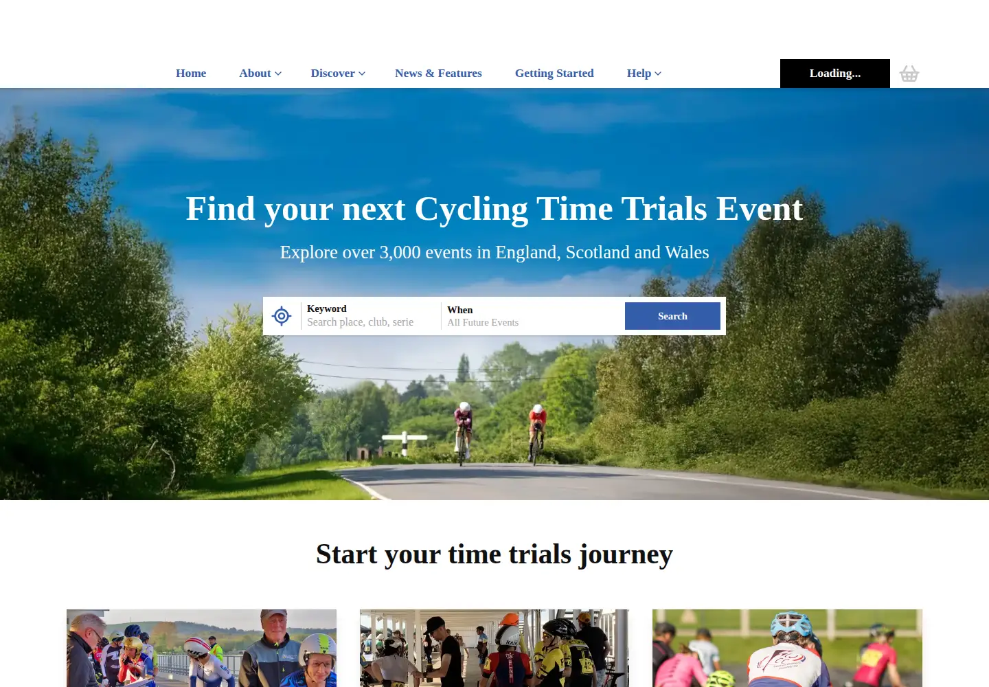 Screenshot of cyclingtimetrials.org.uk