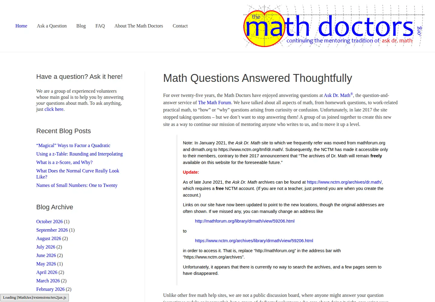 Screenshot of themathdoctors.org