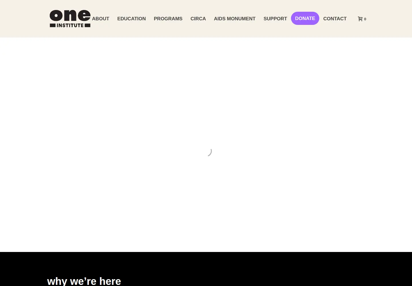 Captured homepage of oneinstitute.org in the current scan