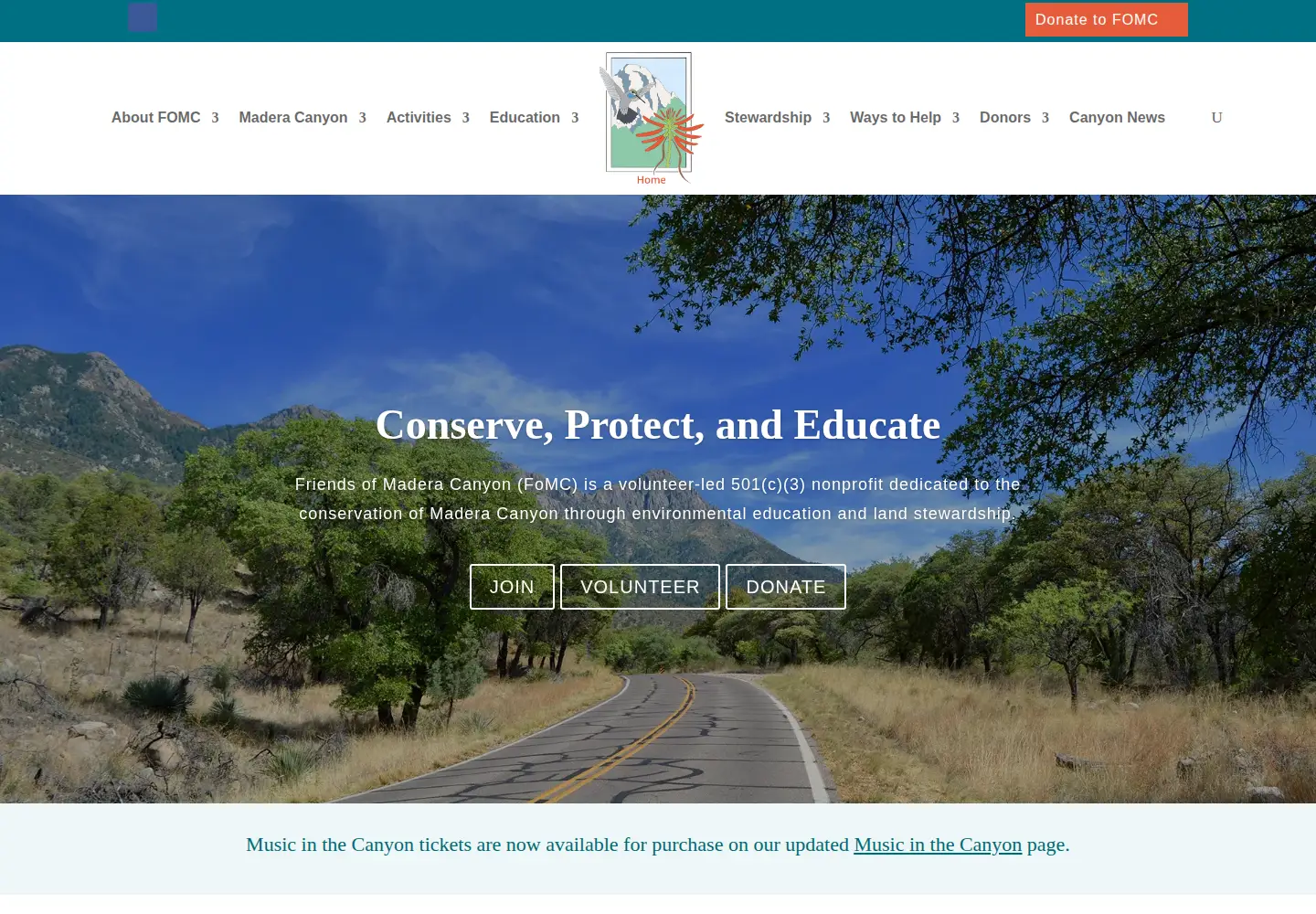 Screenshot of friendsofmaderacanyon.org