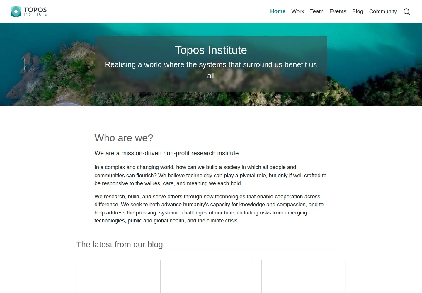 Screenshot of topos.institute