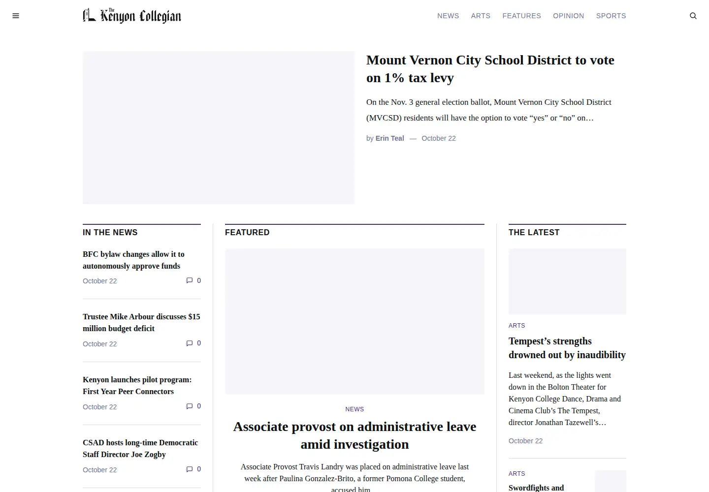 Screenshot of kenyoncollegian.com