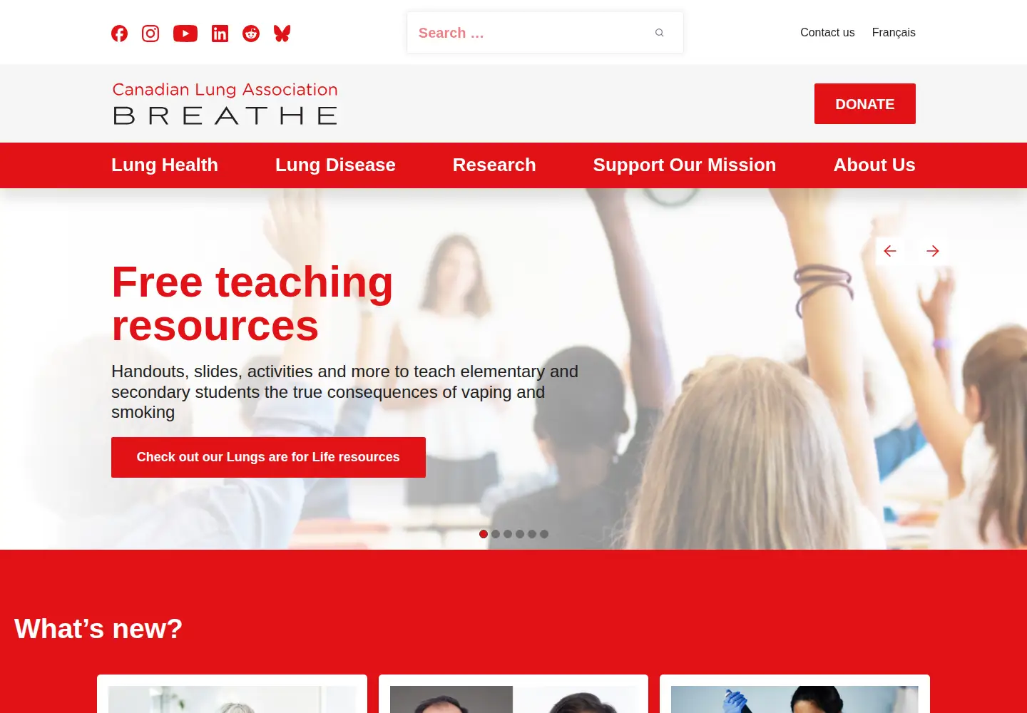 Screenshot of lung.ca