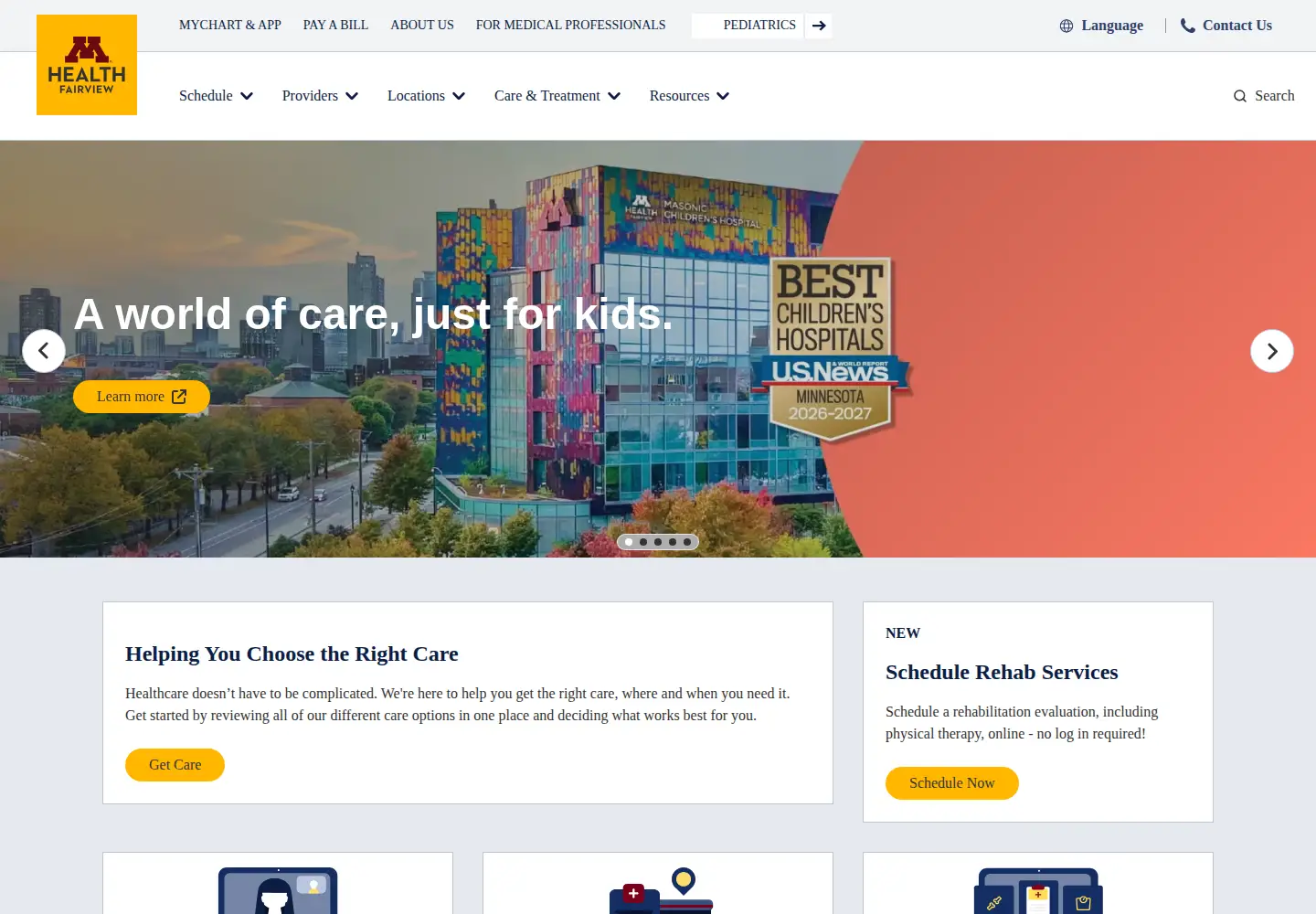 Screenshot of mhealthfairview.org