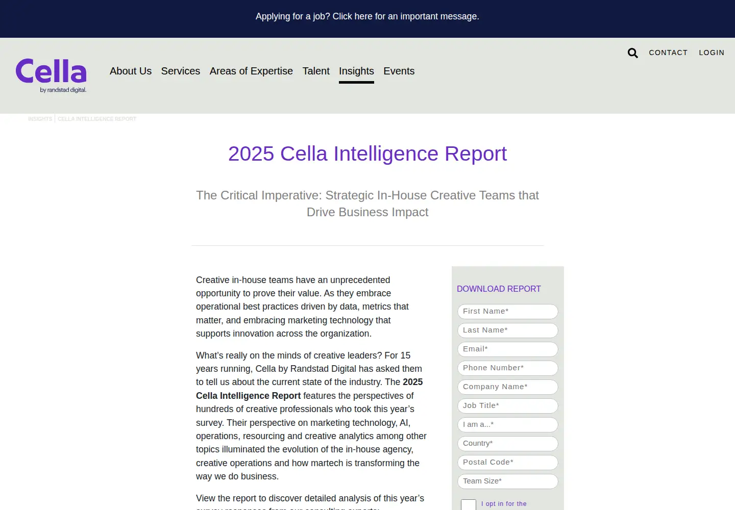 Screenshot of creativeindustryreport.com