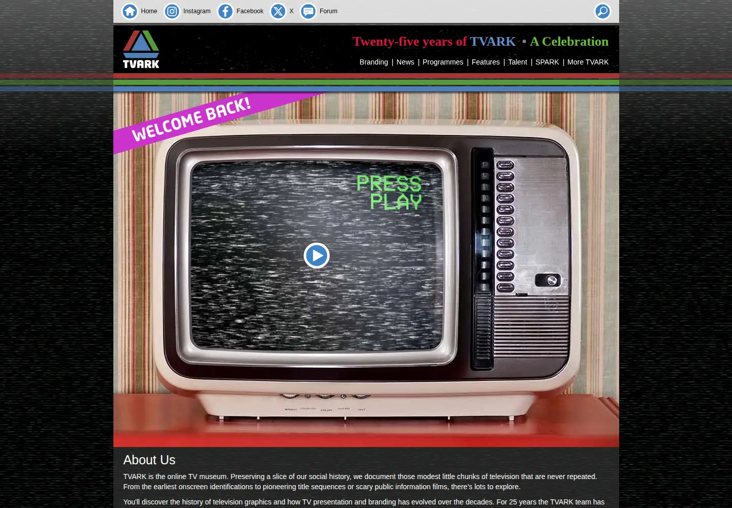 Captured homepage of tvark.org in the current scan