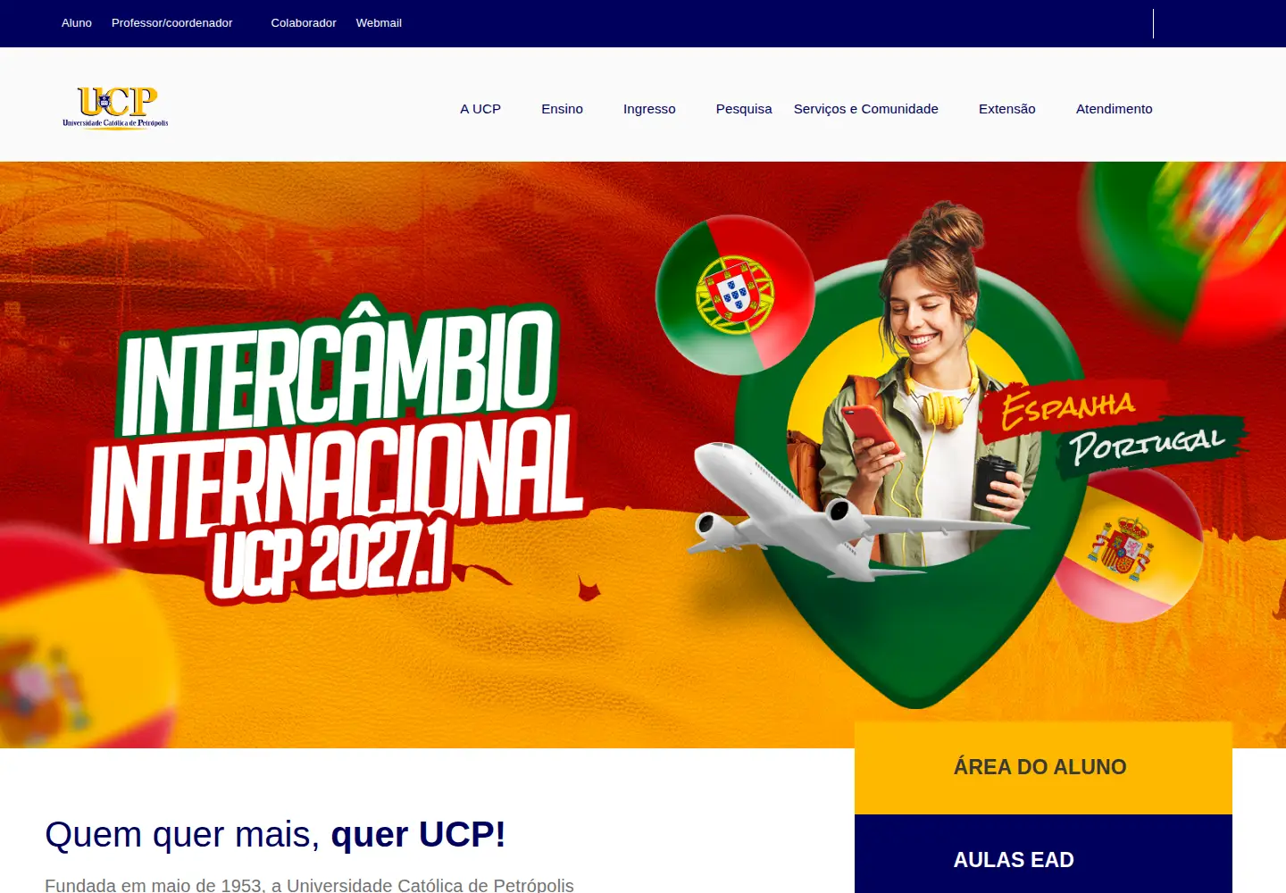 Captured homepage of ucp.br in the current scan