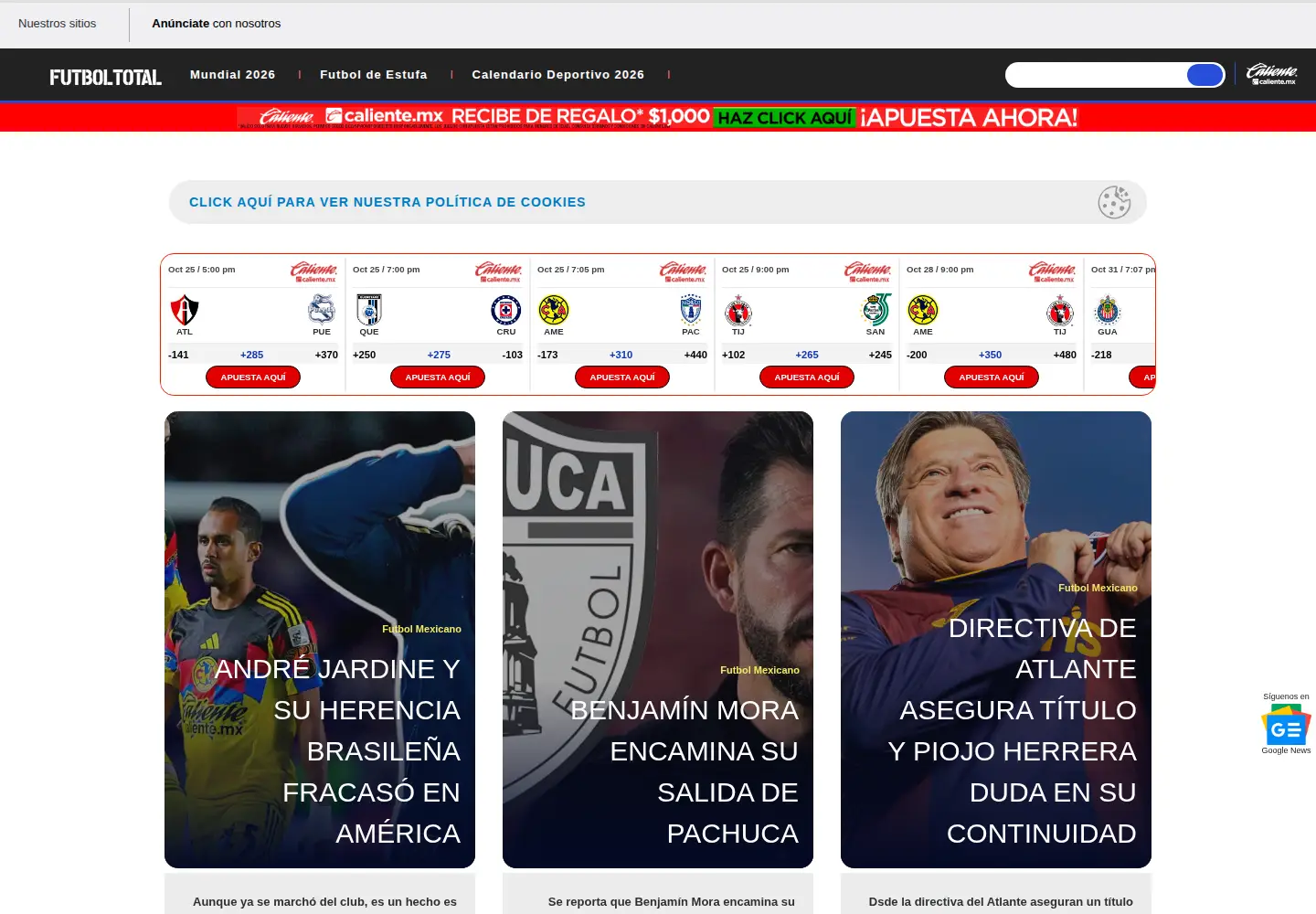 Screenshot of futboltotal.com.mx