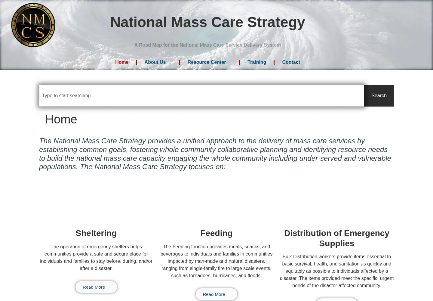 Screenshot of nationalmasscarestrategy.org