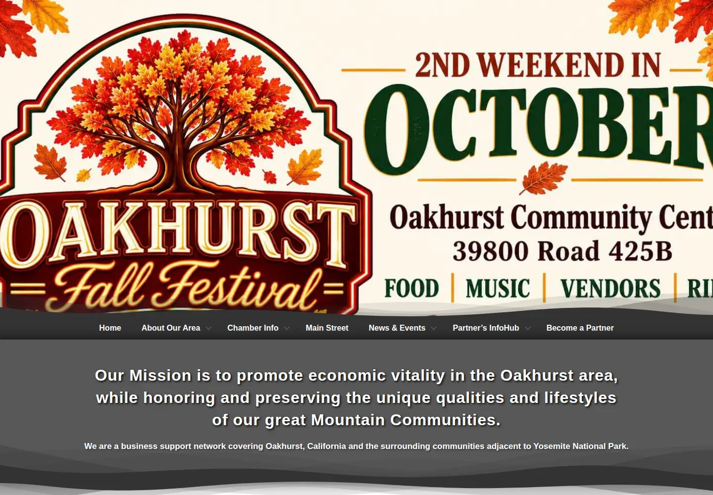 Screenshot of oakhurstchamber.com