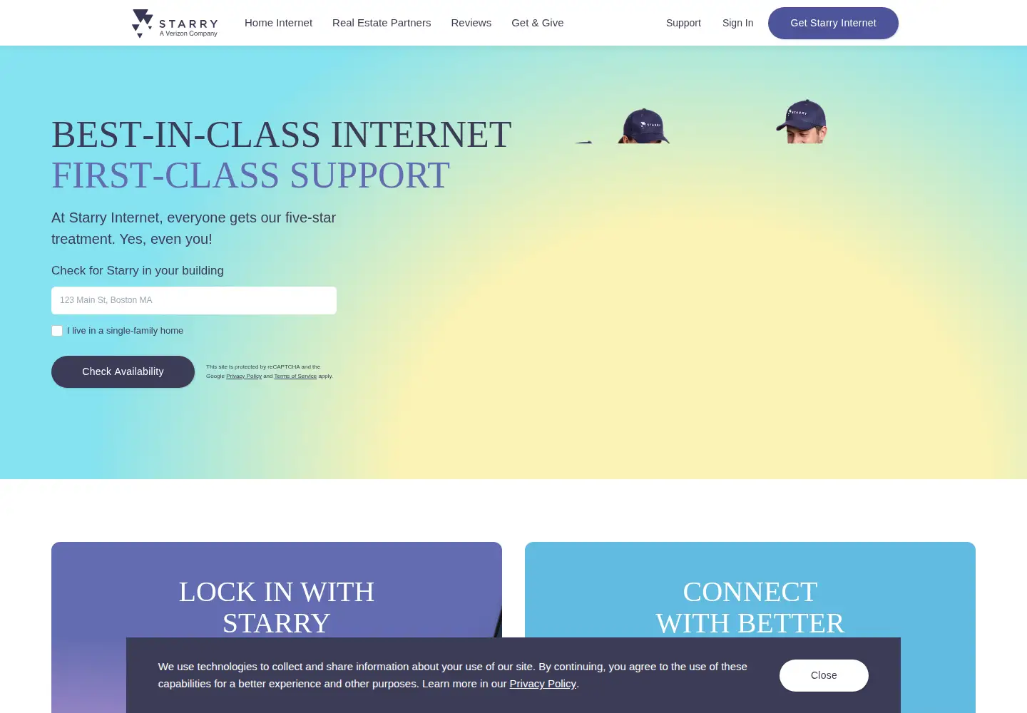 Captured homepage of starry.com in the current scan