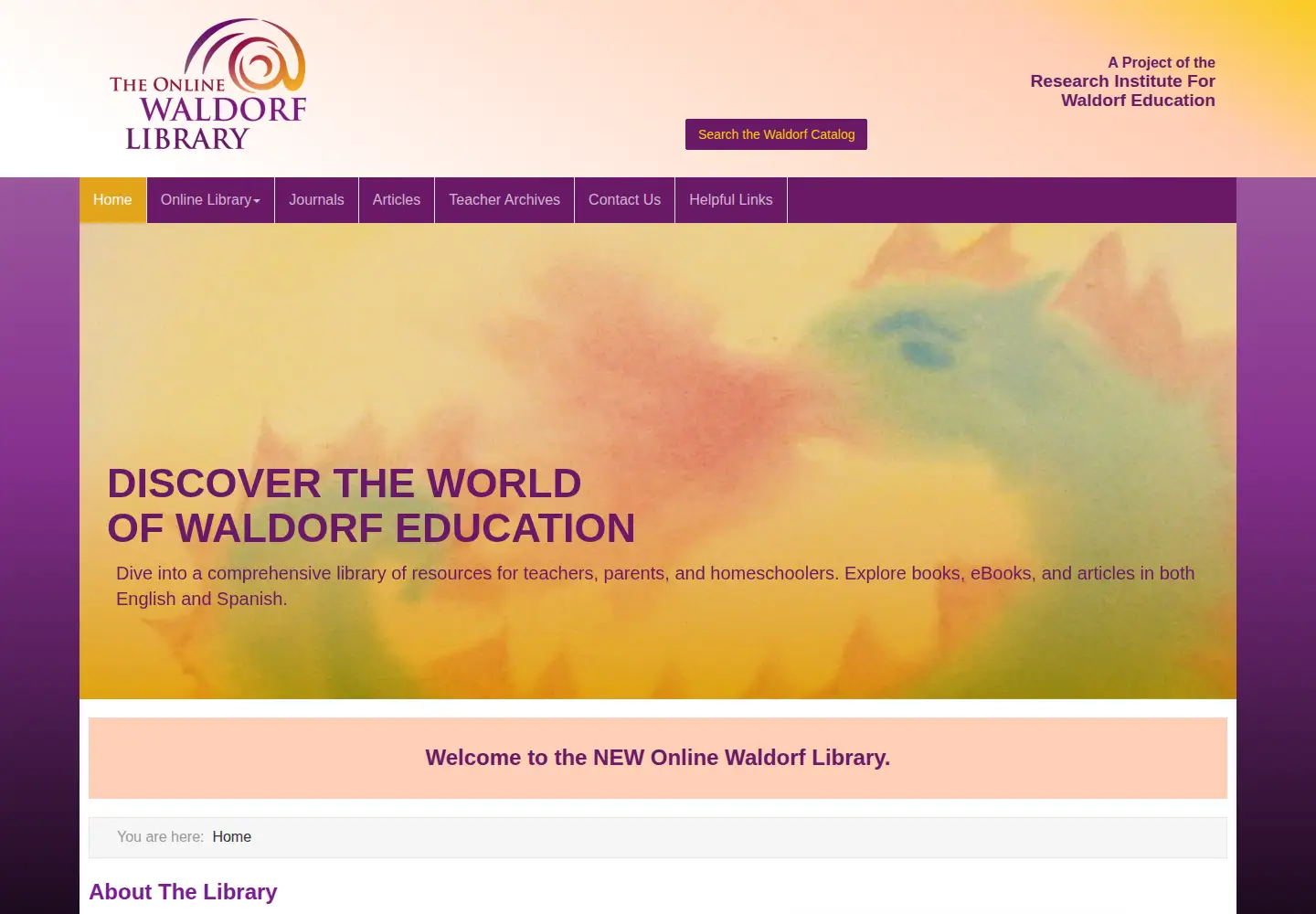 Screenshot of waldorflibrary.org