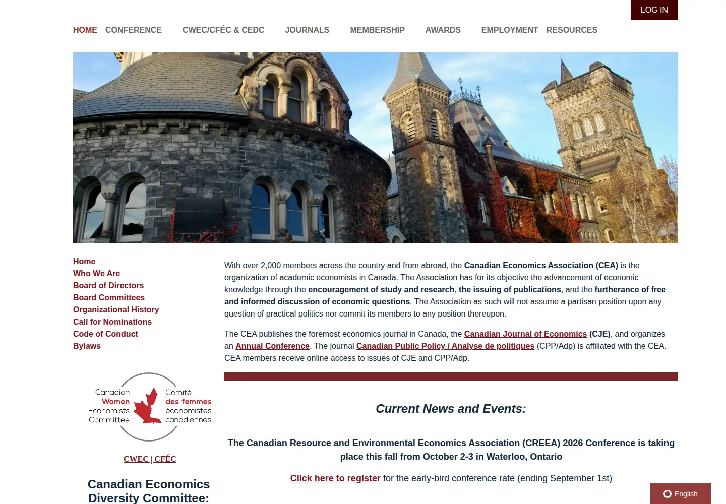 Screenshot of economics.ca