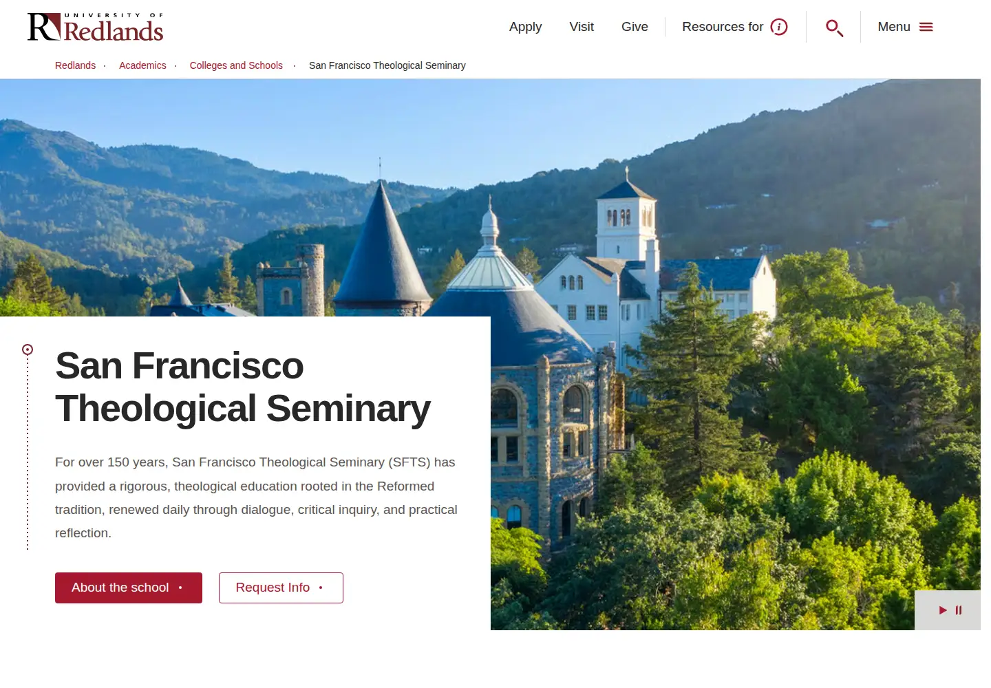 Captured homepage of sfts.edu in the current scan