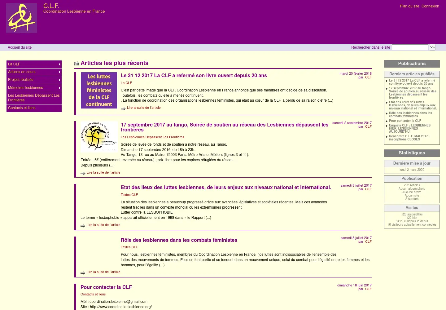 Captured homepage of coordinationlesbienne.org in the current scan