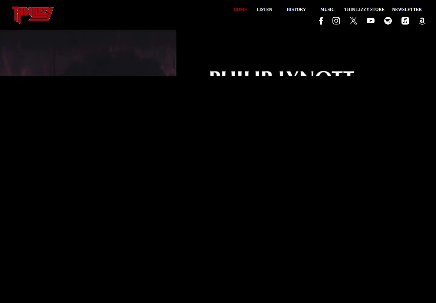 Captured homepage of thinlizzyofficial.com in the current scan