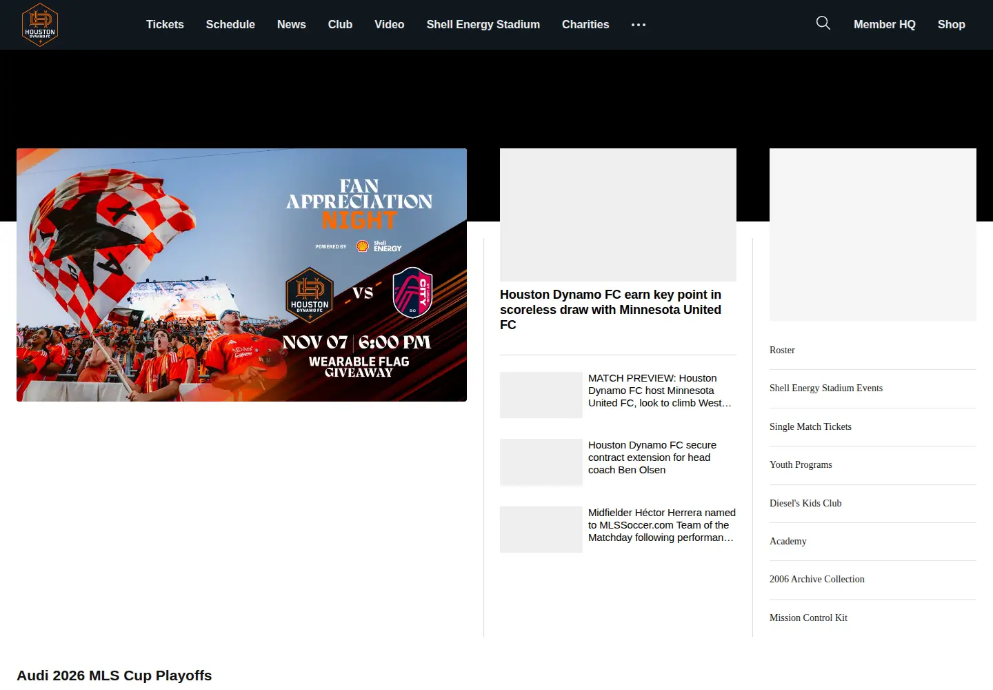 Screenshot of houstondynamo.com