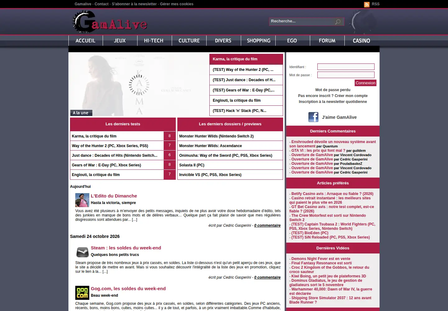 Screenshot of gamalive.com