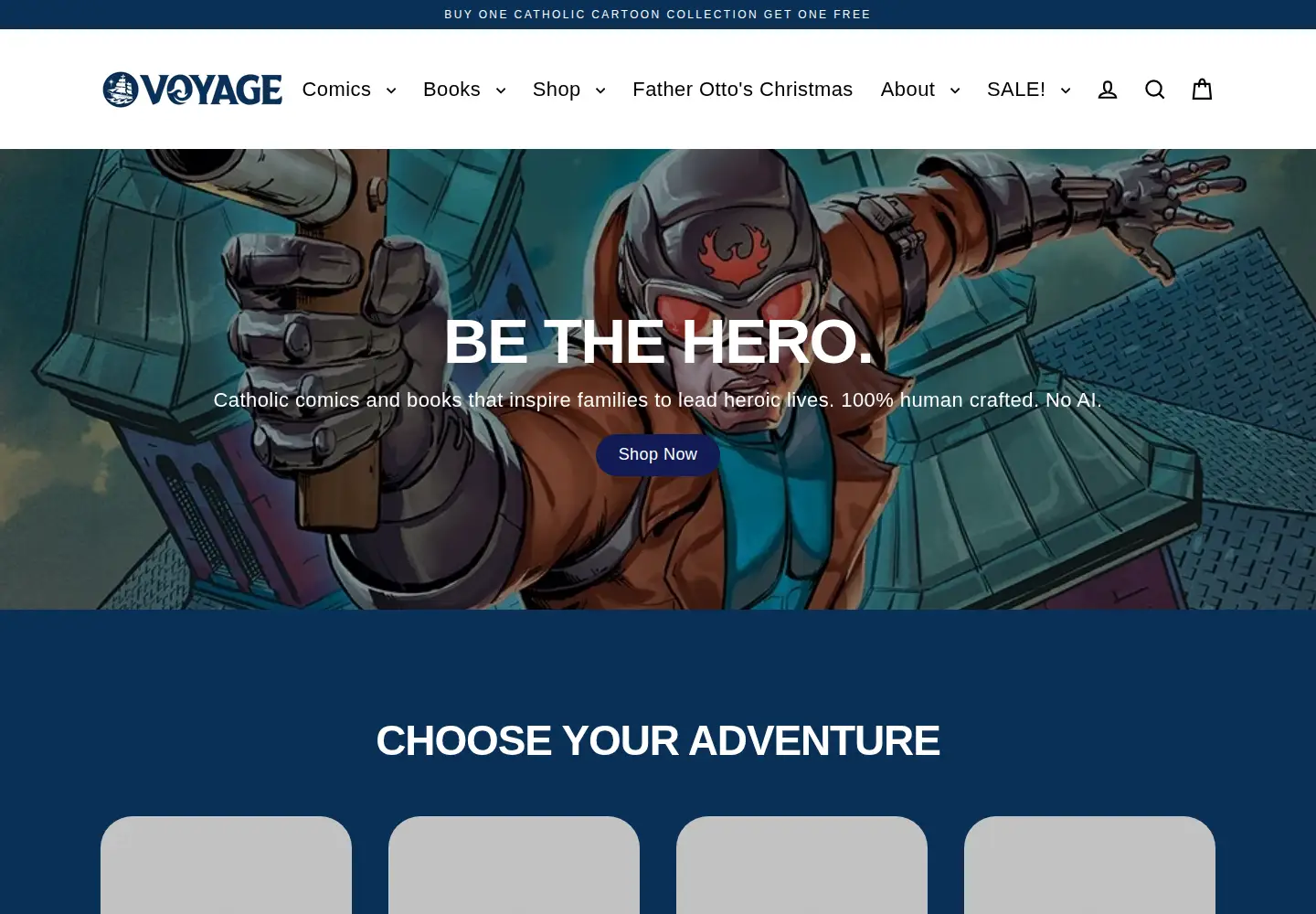 Captured homepage of voyagecomics.com in the current scan