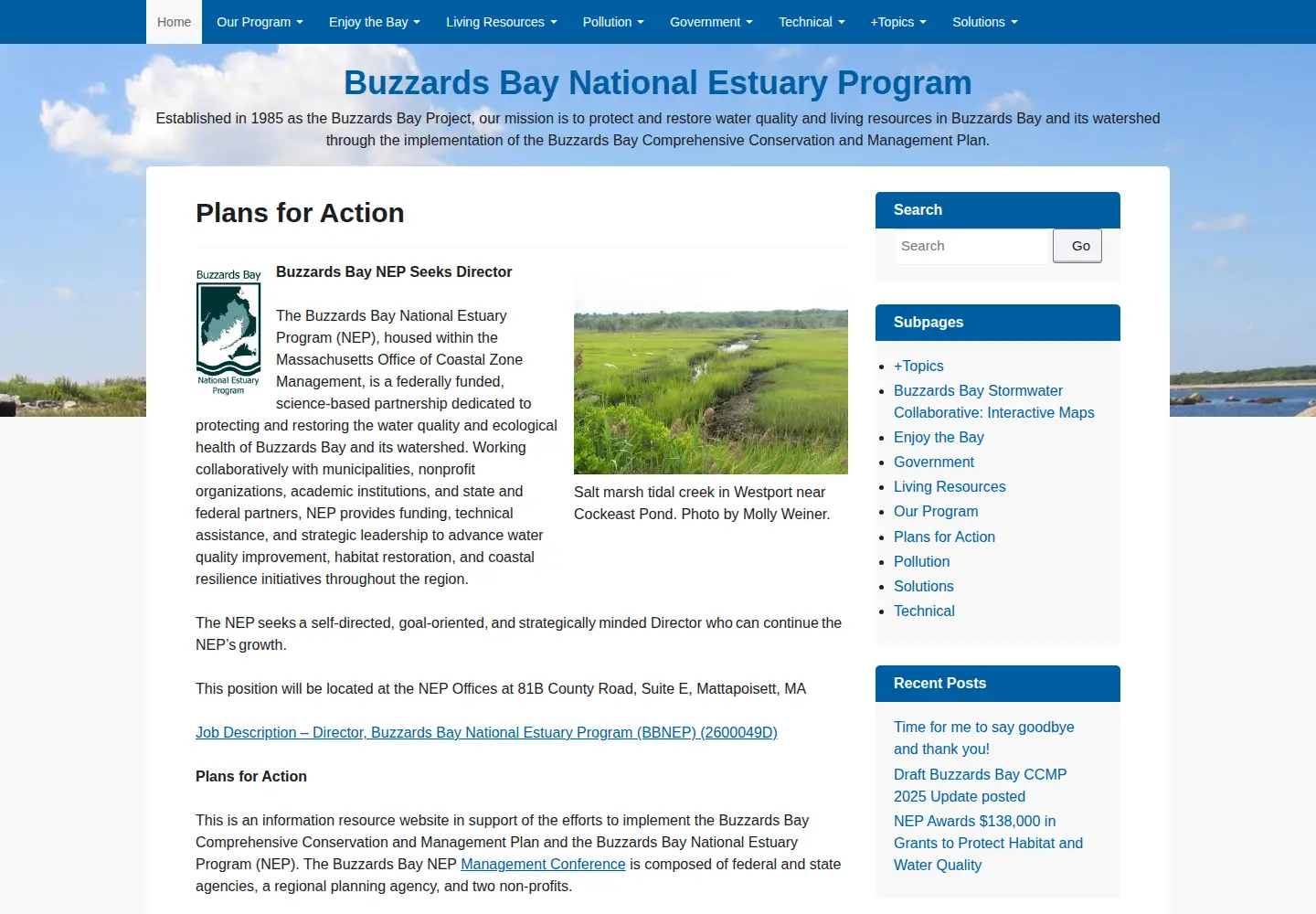 Screenshot of buzzardsbay.org