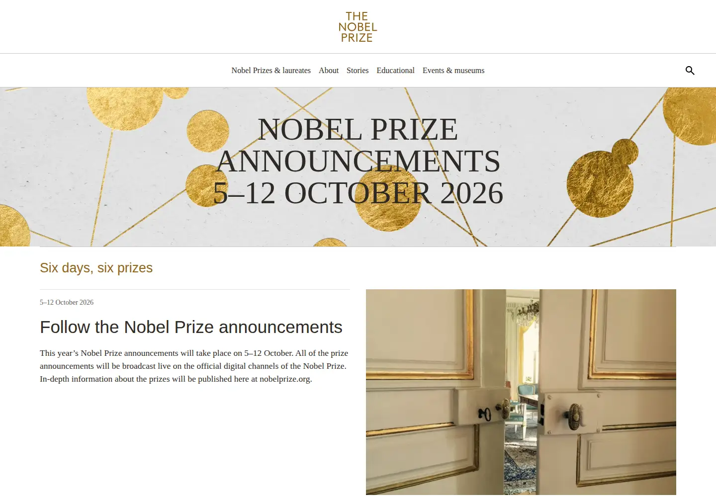 Screenshot of nobelprize.org