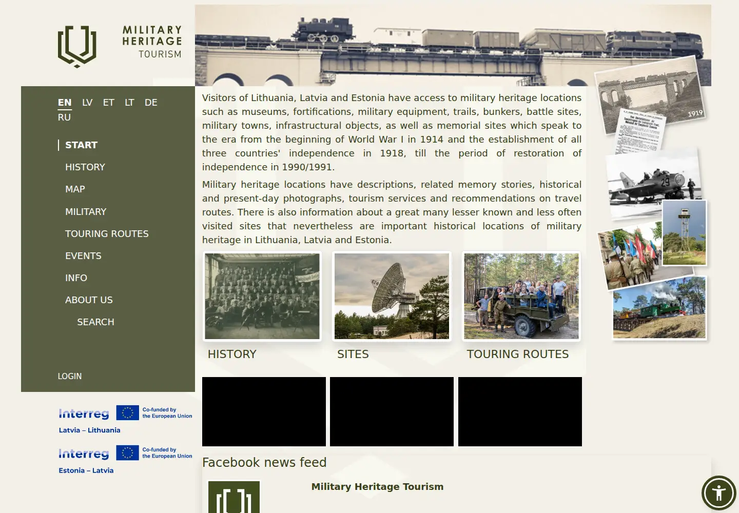 Captured homepage of militaryheritagetourism.info in the current scan
