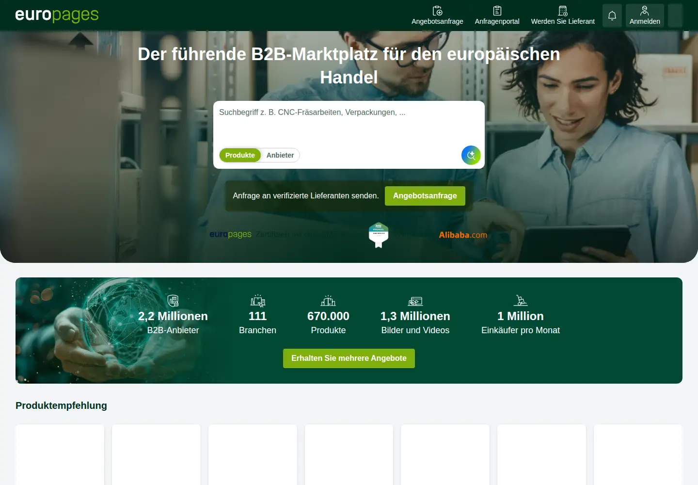 Screenshot of europages.de