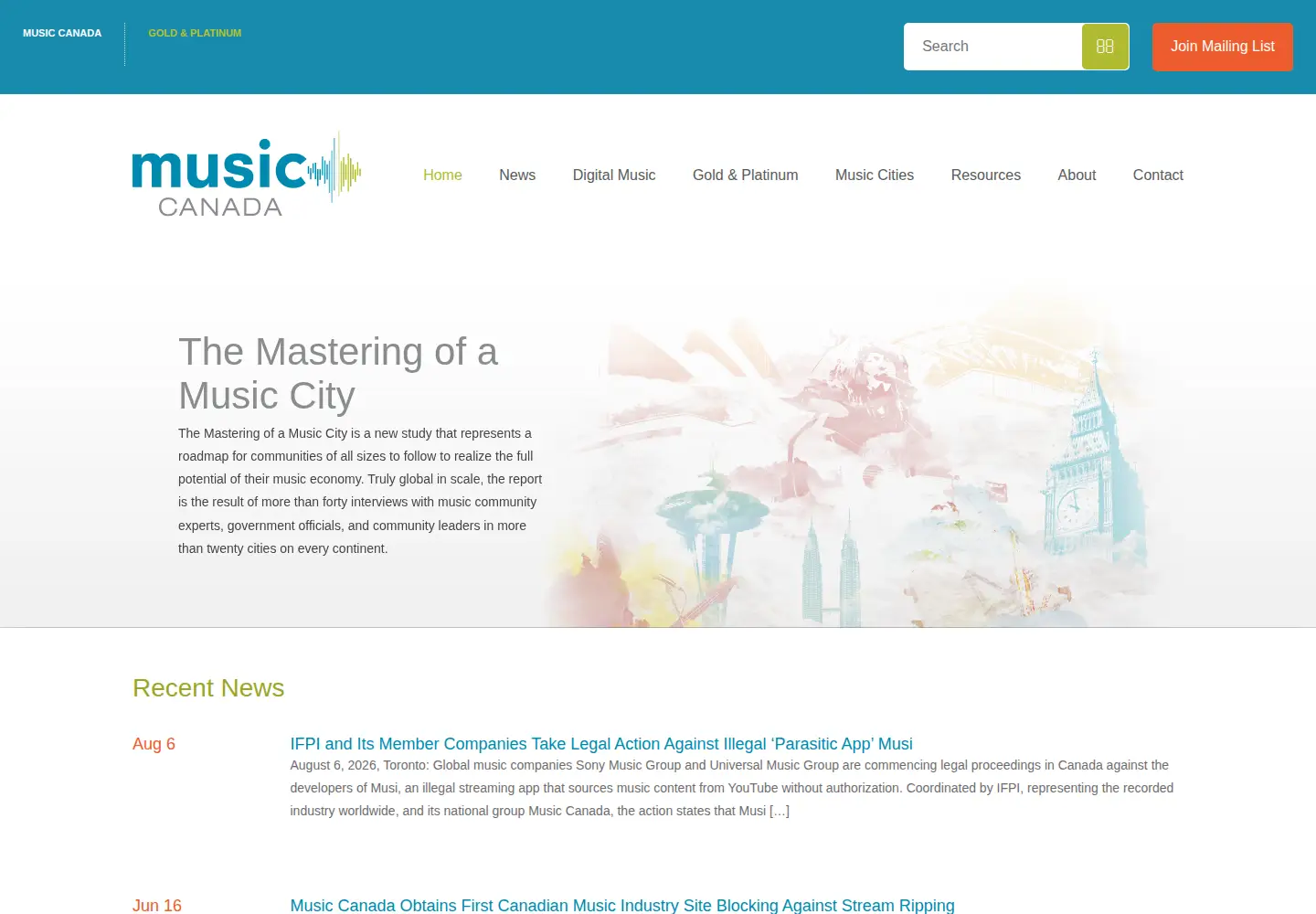 Screenshot of musiccanada.com