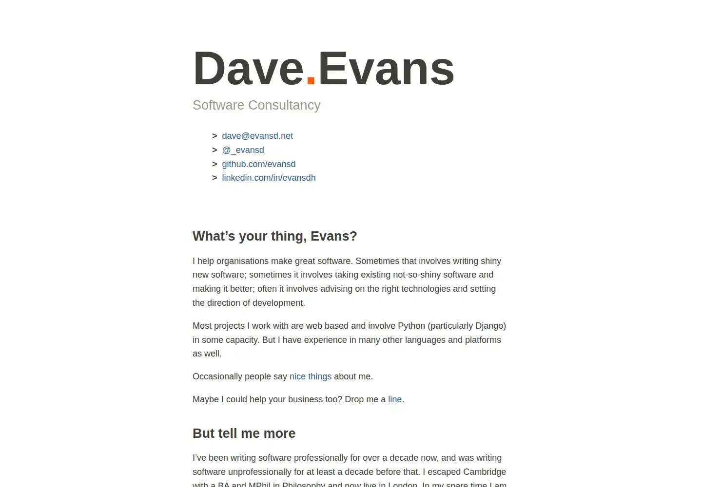 Screenshot of evans.io