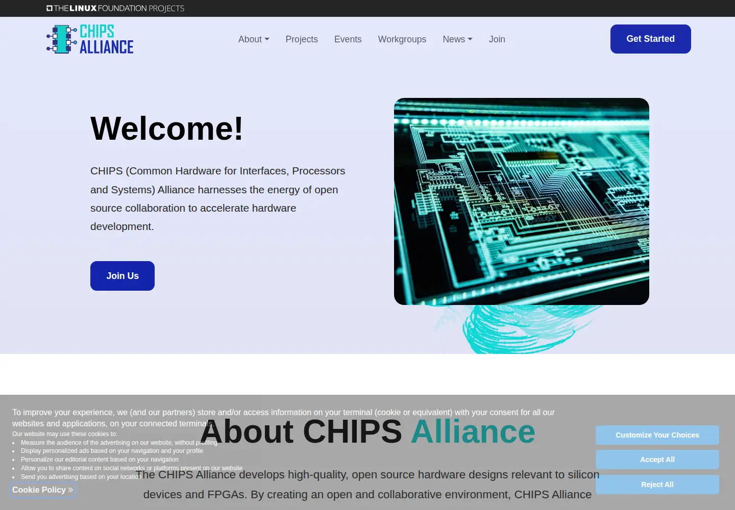 Screenshot of chipsalliance.org
