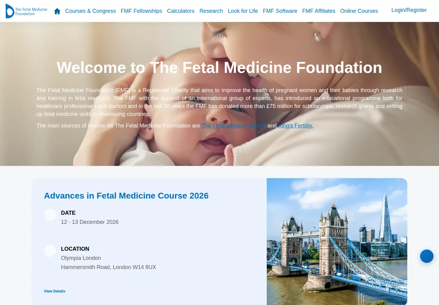 Captured homepage of fetalmedicine.org in the current scan