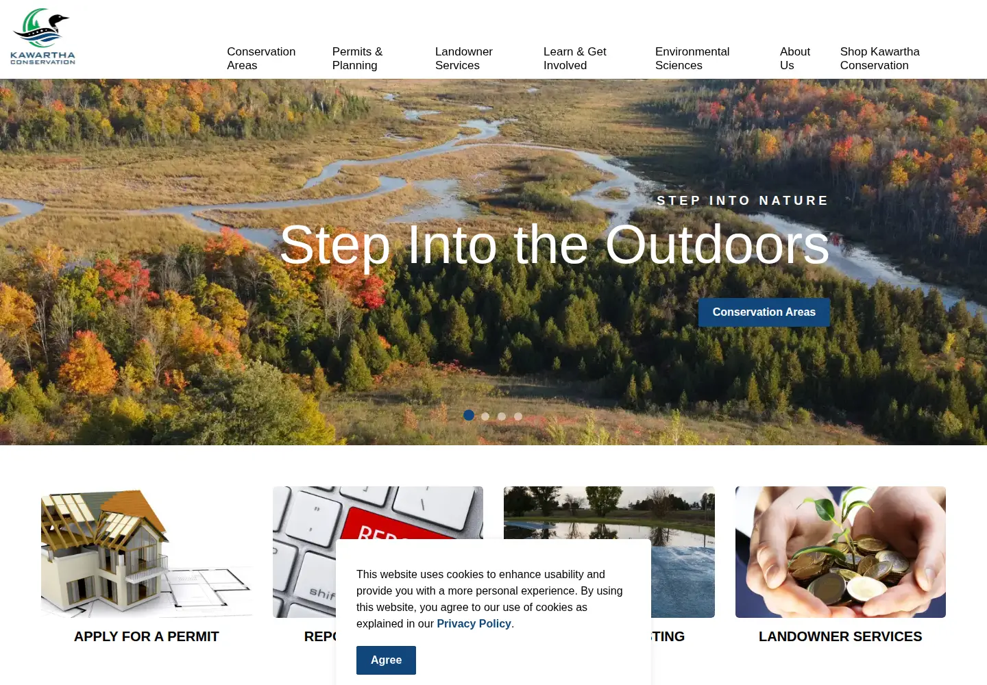 Captured homepage of kawarthaconservation.com in the current scan