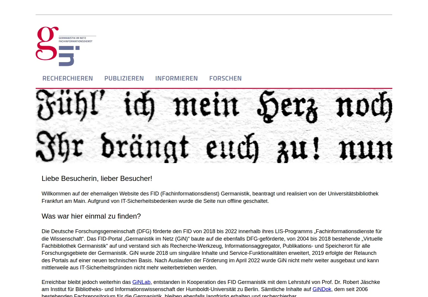 Captured homepage of germanistik-im-netz.de in the current scan
