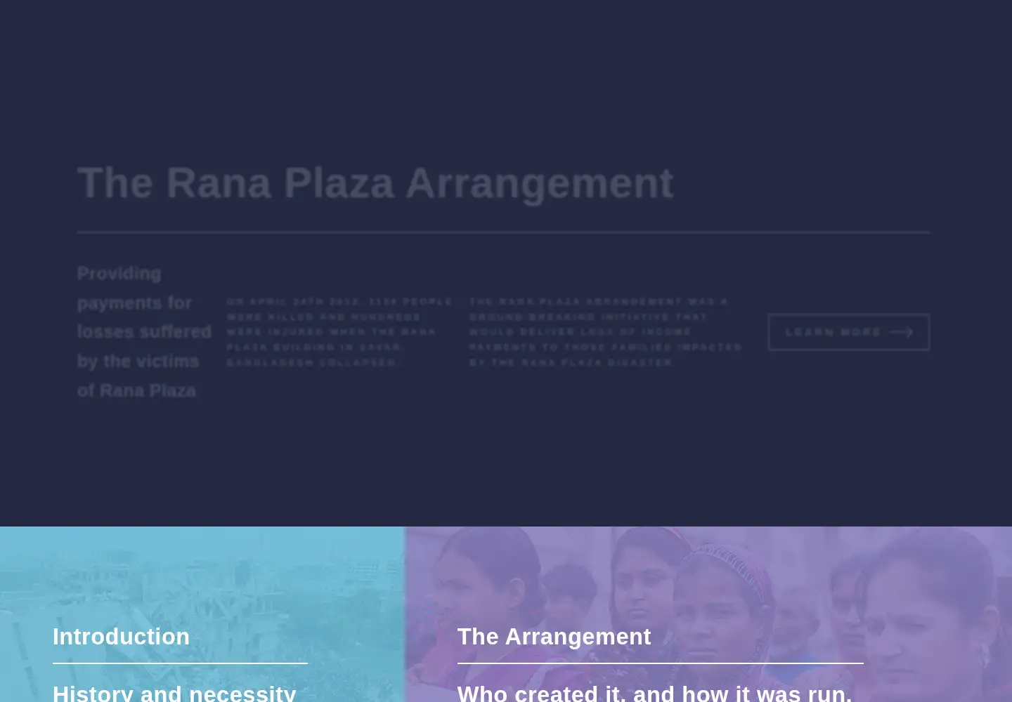 Captured homepage of ranaplaza-arrangement.org in the current scan